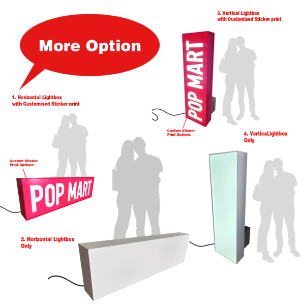 Advertising Lightbox with Custom Sticker Printing ( Standee / PhotoOp, Wedding/ D&D / Gala / Chinese New Year Greeting / CNY, Gliz & Glamour, LED Lighted Signage,  Sign Horizontal / Vertical  )