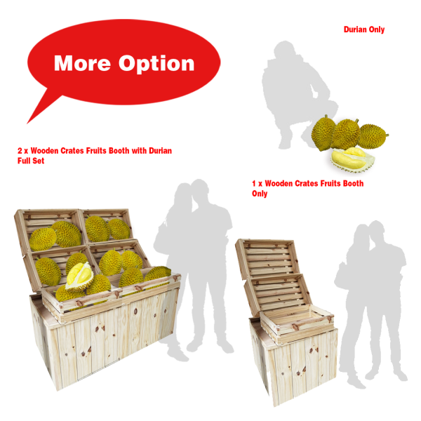Artificial Durian Fruit Stall (Wooden Crates , Booth, Decor, Kampung theme, Heritage, Food, Fake Fruits, National Day, Throwback, Beach Theme, Summer Decor props, Island, Plastic , Street)