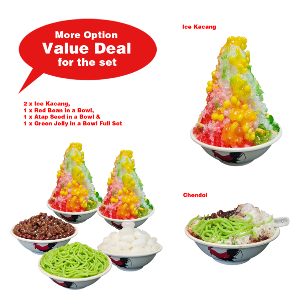 Artificial Traditional Desserts (Fake Faux Dessert, Chendol, SG Heritage, kachang, ka chang, Traditional Food, Photo Op , Ice, Kacang, Street, Vintage, Classic, Old, Retro , Chinese, Hawker Food, Red Bean, Green Jelly, Atap Seed Ingredient, Chicken Bowl)