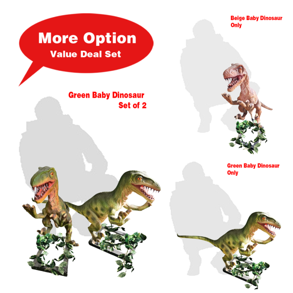 Baby Dinosaur Set / Options ( Beige , Green , Velociraptor , Trex, Jurassic , Prehistoric Age / Giant Egg )