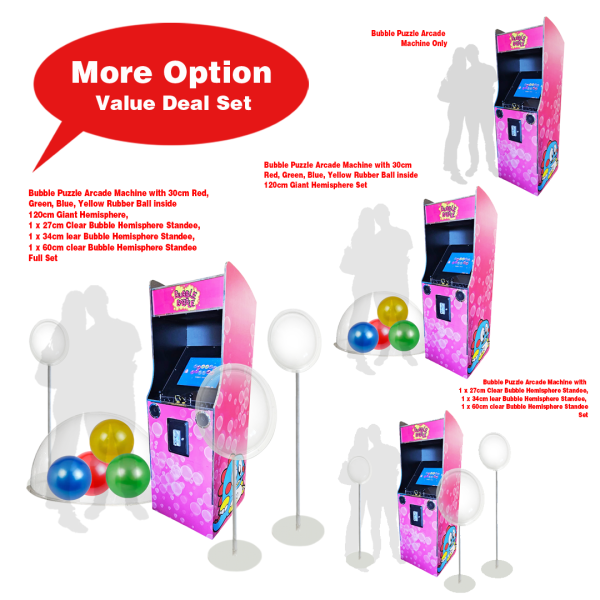 Bubble Bobble Pink Arcade Machine Sets (Retro/ Vintage / Classic , 80s/ 90s / Video/ Computer Game/ Coloured Bubble Ball)