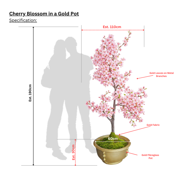 Cherry Blossom/Sakura in Golden Pot Set ( Oriental D&D / Gala / Chinese New Year Greeting / CNY/ Japan/ Pink/ Plant  )