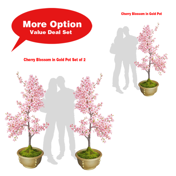 Cherry Blossom/Sakura in Golden Pot Set ( Oriental D&D / Gala / Chinese New Year Greeting / CNY/ Japan/ Pink/ Plant  )
