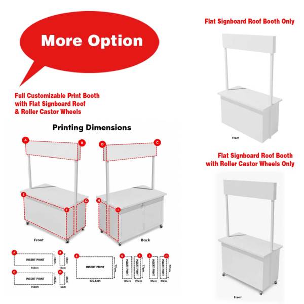 Customizable Print Booth with Flat Signboard Roof (Kiosk, Cart, Tradeshow, Convention, Ballroom, Reception, Gala, Wedding, Branding)