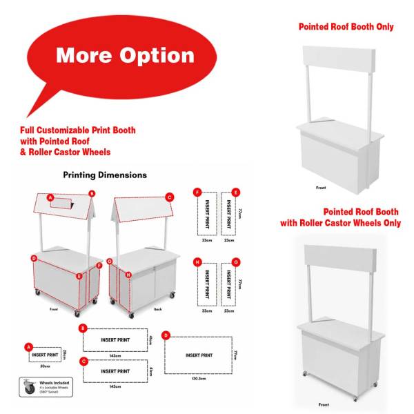 Customizable Print Booth with Pointed Roof (Kiosk, Cart, Tradeshow, Convention, Ballroom, Reception, Gala, Wedding, Branding)