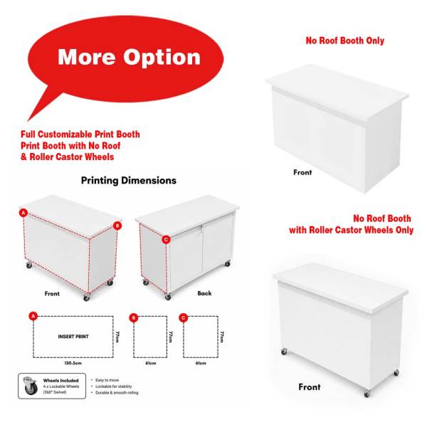 Customizable Print Booth with No Roof ( Kiosk, Cart, Tradeshow, Convention, Ballroom, Reception, Gala, Wedding, Branding, Atrium, Dinner and Dance, DnD )