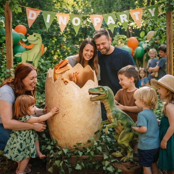 Dino Full Whole / Hatching Eggs with Baby Dinosaur Options / Set ( Beige , Green Dino , Velociraptor , Trex, Jurassic , Prehistoric Age / Giant Egg )