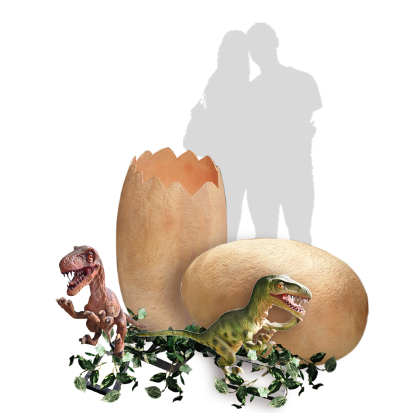 Dino Full Whole / Hatching Eggs with Baby Dinosaur Options / Set ( Beige , Green Dino , Velociraptor , Trex, Jurassic , Prehistoric Age / Giant Egg )