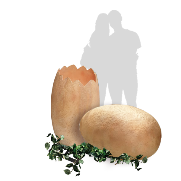 Dino Full Whole / Hatching Eggs with Baby Dinosaur Options / Set ( Beige , Green Dino , Velociraptor , Trex, Jurassic , Prehistoric Age / Giant Egg )