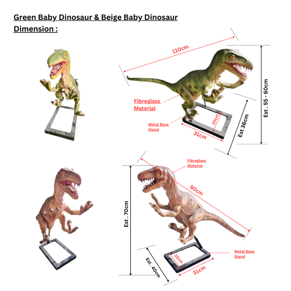 Dino Full Whole / Hatching Eggs with Baby Dinosaur Options / Set ( Beige , Green Dino , Velociraptor , Trex, Jurassic , Prehistoric Age / Giant Egg )