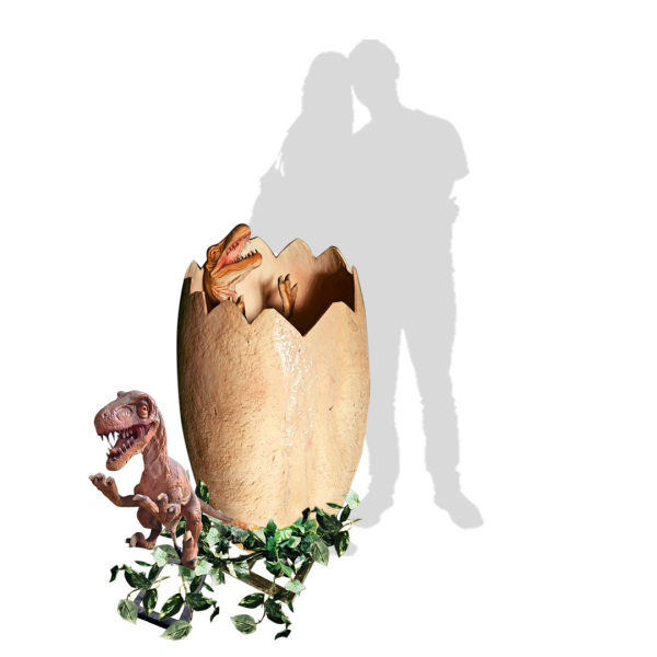 Dino Full Whole / Hatching Eggs with Baby Dinosaur Options / Set ( Beige , Green Dino , Velociraptor , Trex, Jurassic , Prehistoric Age / Giant Egg )