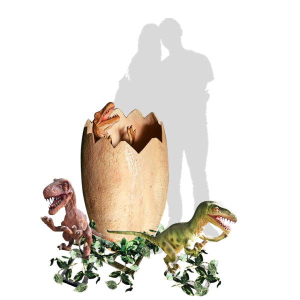 Dino Full Whole / Hatching Eggs with Baby Dinosaur Options / Set ( Beige , Green Dino , Velociraptor , Trex, Jurassic , Prehistoric Age / Giant Egg )