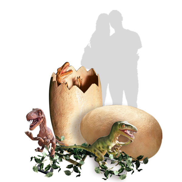Dino Full Whole / Hatching Eggs with Baby Dinosaur Options / Set ( Beige , Green Dino , Velociraptor , Trex, Jurassic , Prehistoric Age / Giant Egg )