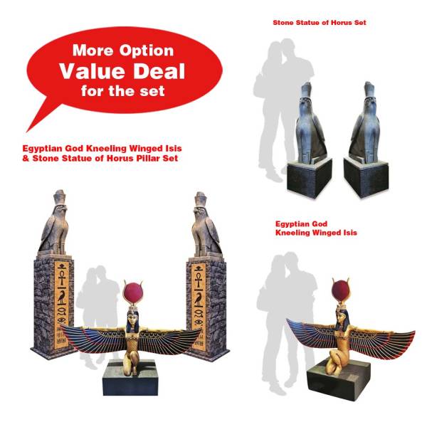 Egyptian God Sculpture Horus Pillar and Kneeling Winged ISIS Goddess Options/ Sets ( Egypt, Ancient Civilisation, 3D Statue, Halloween, Mummy Theme, Entrance, Runes )