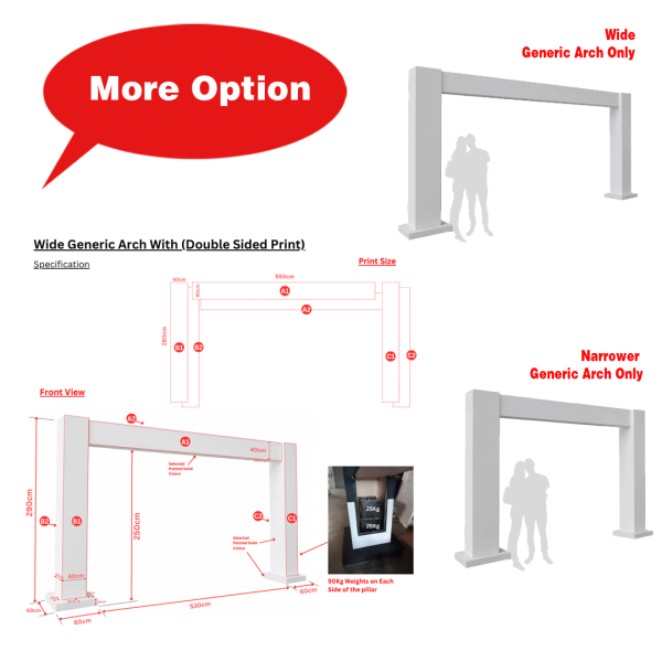 Generic Arch With/ Without Print Set / Wide or Narrow Options ( F1 Entrance Arch, Marathon/ Ironman Race, Finishing Line, Racing Arch, Wedding, Event Arch )