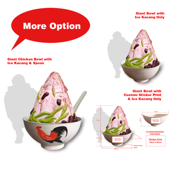 Giant Bowl of Ice Kacang with/without Spoon( SG Food, SG Heritage Kopitiam, Large Chicken Bowl, Giant Spoon, Larger than Life, National Day, NDP, HDB, 50s, 60s, 70s, 80s, Vintage, Classic, Old, Retro, Dessert Stall, Shop, SG History )