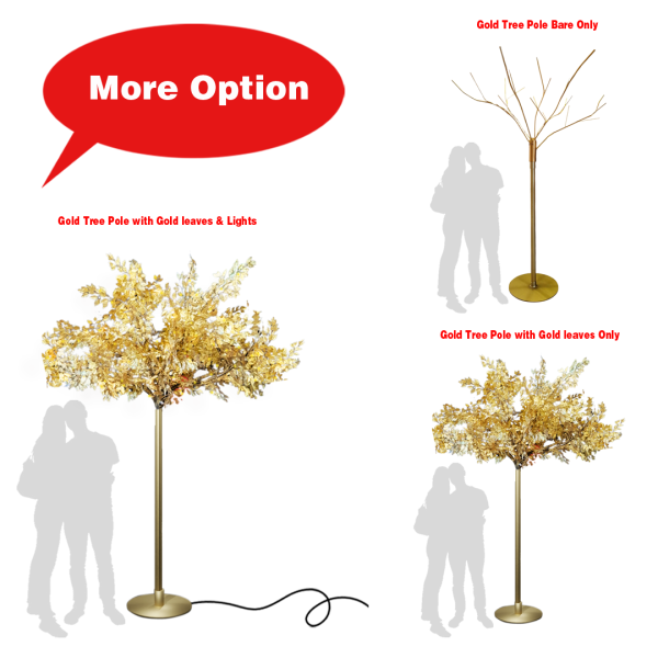 Gold Tree Pole with & With Leafs & LED lights Options ( D&D / Gala / Chinese New Year Greeting / CNY )