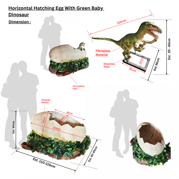 Hatching Dino Eggs with Baby Dinosaur Options / Set ( Beige , Green Dino , Velociraptor , Trex, Jurassic , Prehistoric Age / Giant Egg )