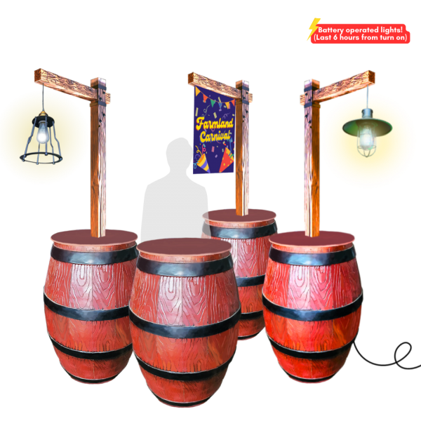 Dark Brown Barrel Table With Lights ( Wine Barrel , Pirate of the Carribean , Beach/ Seaside / Sunset / Summer )