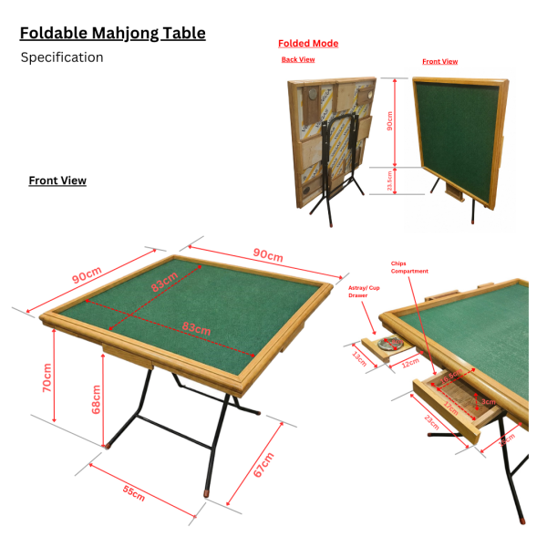 Mahjong Table Set/ Options ( Table & Foldable Chairs, Mahjong tiles, Cantonese, Chinese / Shanghai / Hong Kong traditional Game )