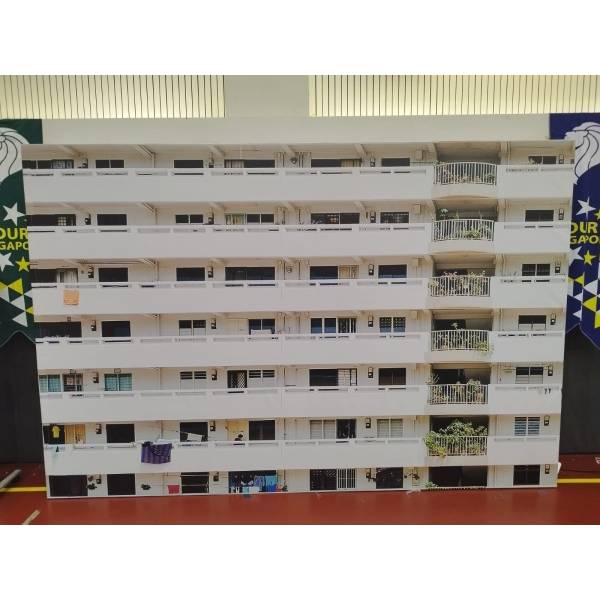 Old HDB Backdrop and Flooring Set ( National Day / NDP / PVC Banner Print / Matt Laminate Vinyl Sticker / SG Heritage , Photo Op Set , 50s / 60s  / 70s / 80s , Vintage / Classic / Old / Retro )