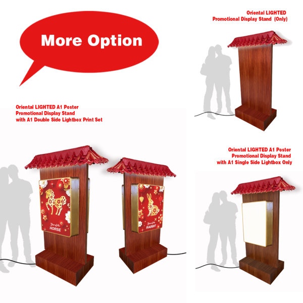 Oriental Display Stand with A1 Lightbox and Print ( Wired LED Lighted, Printed Promotional Standee, Directional, Poster, Advertising Panel Display, Chinese New Year, Lantern Festival, Shanghai Tang )