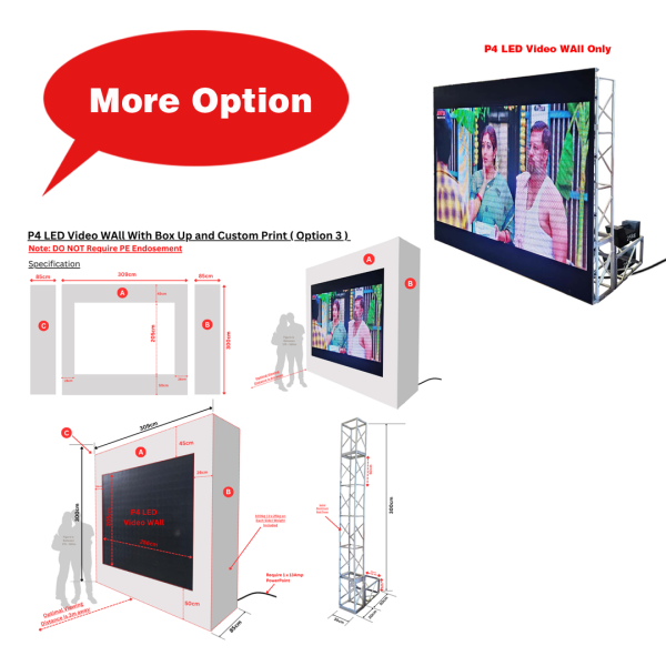 P4 LED Video Wall & Custom Box Up with Print Options ( Video Wall, LED TV Screen, Movie Night, Wedding Video, World Cup / F1 Screening )