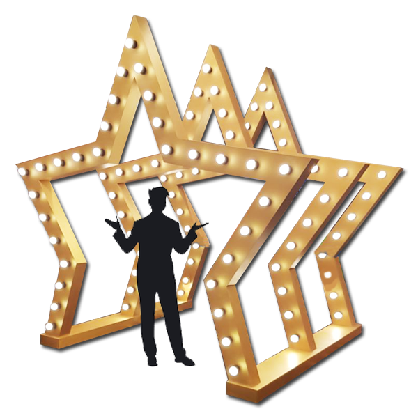 Triple Tier Star Arch (Hollywood, Dinner and Dance, DnD, Gala, Gold, Oscar, Star Award, Backdrop, Walkway Glamourous)