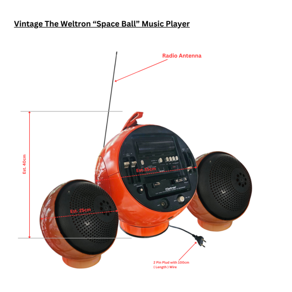Vintage The Weltron “Space Ball” Music Player ( SG Heritage, HDB ,  70s/ 80s/ 90s , Vintage / Classic / Old / Retro , Vintage Household, Music Radio Recorder )