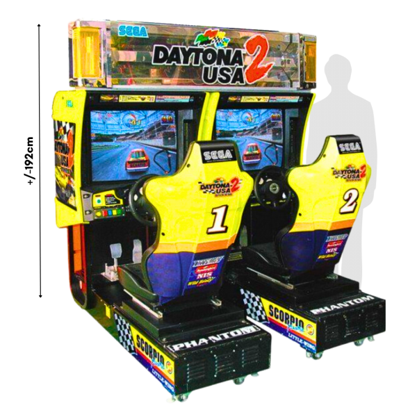 Daytona 2 Arcade Machine ( Car Race, Racing, Game, Gaming, Retro, Vintage, Lounge, Carnival, Fun Fair, Children, Kids )