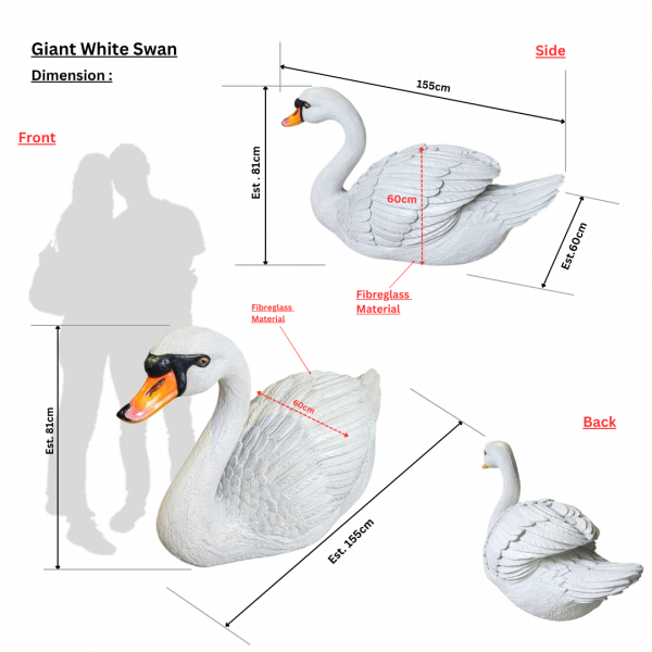 Giant White Swan ( Fairytale, Ugly Duckling, White Wedding, Whimsical Forest Garden, Story Telling)