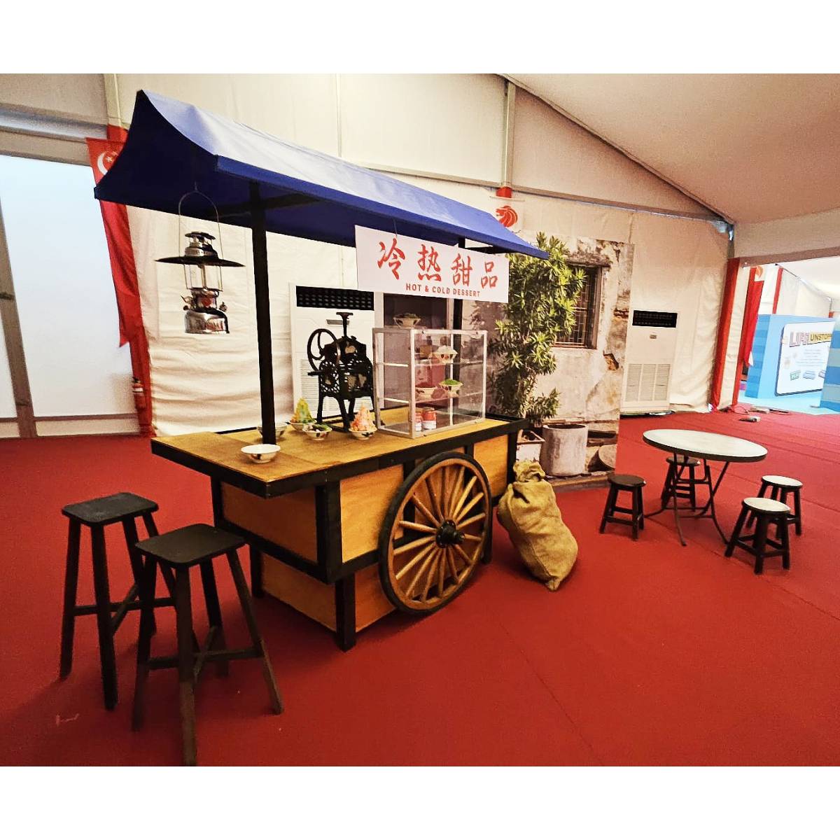 Stool Backdrop Back Alley Backdrop with Ice Kacang Wheel Push Cart Street Stall ...