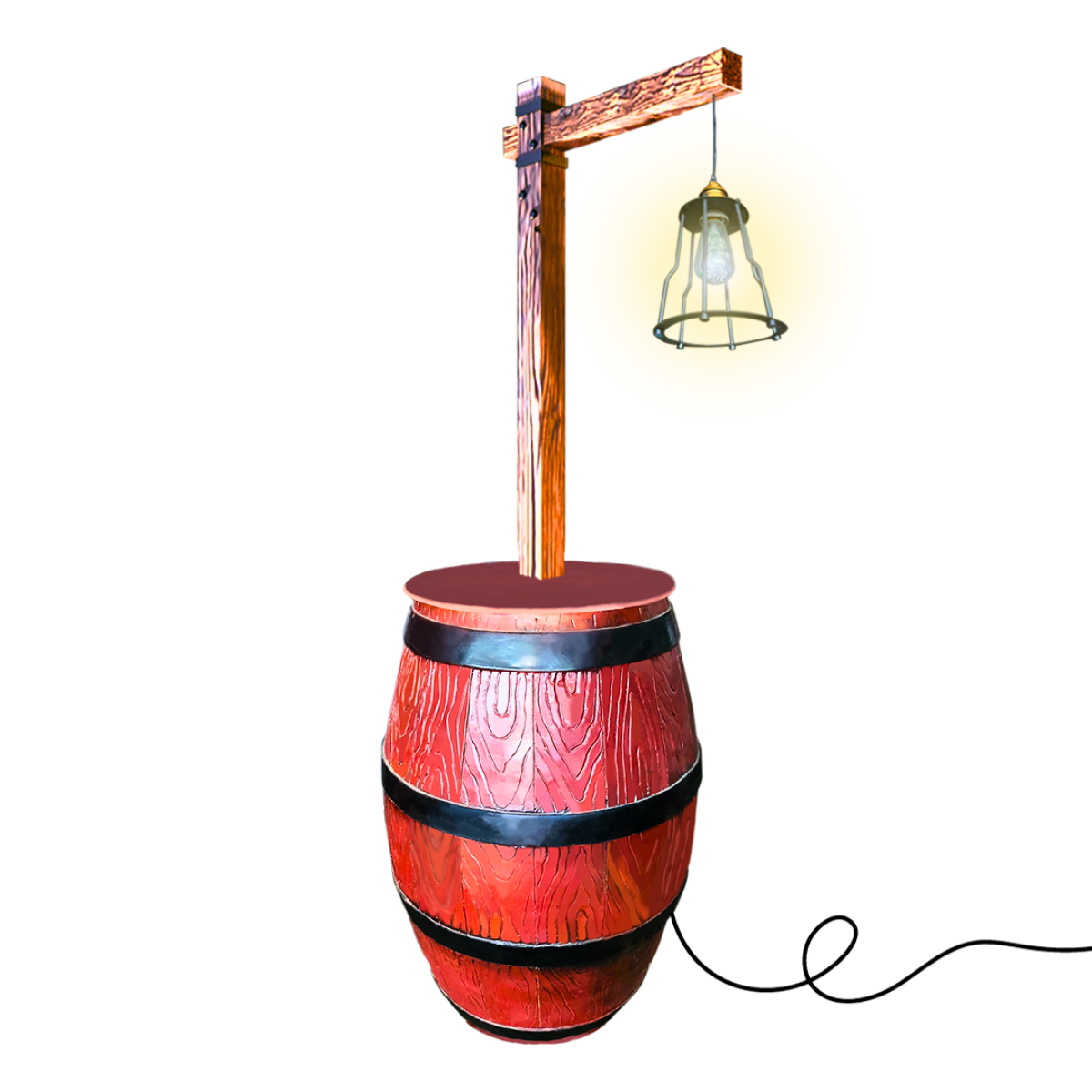 Dark Brown Barrel Table With Lights - SG's Largest Barrel Table Rental ...