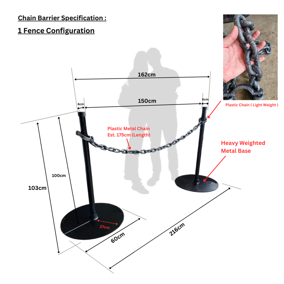 Metal Chain Barrier/ Barricade/ Divider - SG's Largest Event Barricade ...