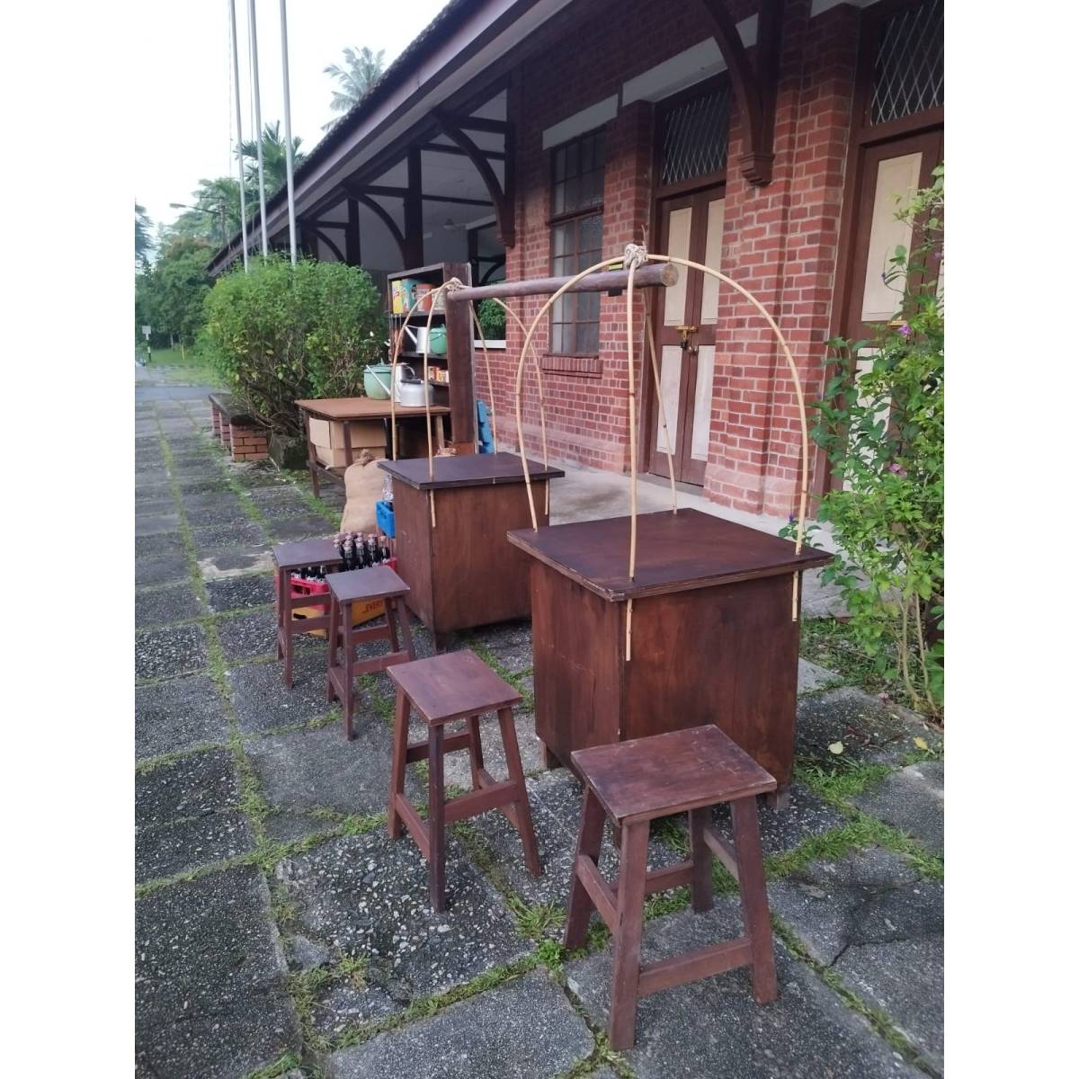 Homam Stool Rent Old Wooden Stools - SG's Largest Wooden Event Furniture Rental Platform