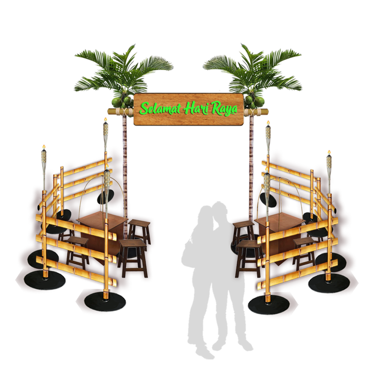 Hari Raya Kampong Entrance Arch Rental | Coconut Tree & Bamboo Decor